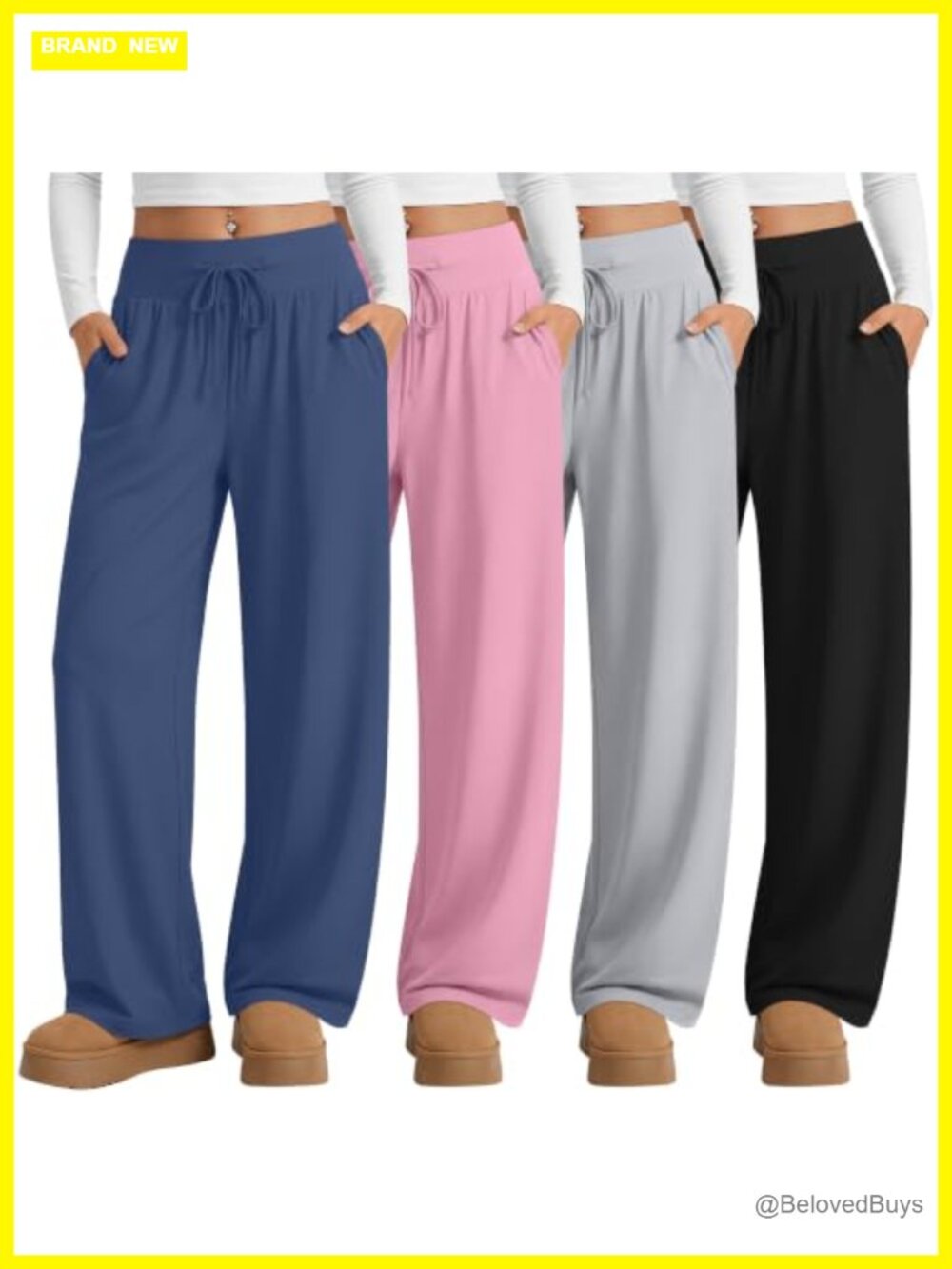 Wide Leg Lounge Pants Drawstring High Waist Yoga Sweatpants